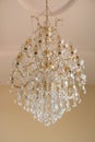 Luxurious Crystal chandelier Lamp on the Ceiling, Elegant and Contemporary Vintage Style Decoration Royalty Free Stock Photo