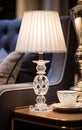 Luxurious crystal lamp with white shade, adding elegance to any room