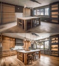 Before And After Luxurious Custom Kitchen Upgrade Interior Construction - Generative AI