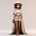 Luxurious 3d Model Of Brunette Woman In Trench Coat - Commission For Jeremiah Ketner