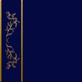 Luxurious dark blue background with golden border. Golden floral ornament. Royalty Free Stock Photo