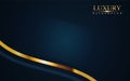 Luxurious dark navy blue background with golden lines. Elegant modern background Royalty Free Stock Photo