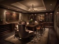A luxurious and decadent private wine room with plush seating created with Generative AI