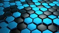 Luxurious Digital Geometric Technology Cyan and Black Hexagon Background