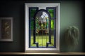 luxurious double-glazed window with clear and coloured panes