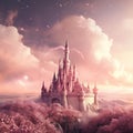 luxurious dream beautiful Pink castle soft and dreamy tones Generative AI
