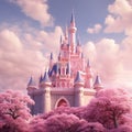 luxurious dream beautiful Pink castle soft and dreamy tones Generative AI