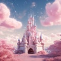 luxurious dream beautiful Pink castle soft and dreamy tones Generative AI