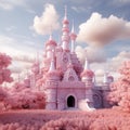 luxurious dream beautiful Pink castle soft and dreamy tones Generative AI