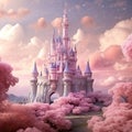 luxurious dream beautiful Pink castle soft and dreamy tones Generative AI