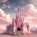 luxurious dream beautiful Pink castle soft and dreamy tones Generative AI