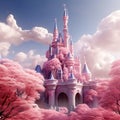 luxurious dream beautiful Pink castle soft and dreamy tones Generative AI