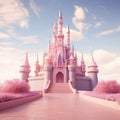 luxurious dream beautiful Pink castle soft and dreamy tones Generative AI