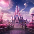 luxurious dream beautiful Pink castle soft and dreamy tones Generative AI