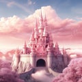 luxurious dream beautiful Pink castle soft and dreamy tones Generative AI