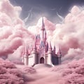 luxurious dream beautiful Pink castle soft and dreamy tones Generative AI