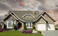 New Manor Residence Designer Dream Home Exterior House Grand Dwelling Unique Design Cedar Shake Roofing Royalty Free Stock Photo