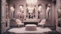 A luxurious dressing room, illuminated by a crystal chandelier. Royalty Free Stock Photo