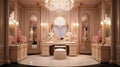 A luxurious dressing room, illuminated by a crystal chandelier. Royalty Free Stock Photo