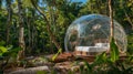Luxurious Eco-friendly Geodesic Dome in Lush Forest Setting Royalty Free Stock Photo