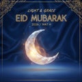 Elegant Eid Mubarak Greeting Card With Golden Crescent Moon Royalty Free Stock Photo
