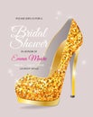 Bridal Shower invitation card with wedding shoe.