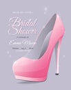 Bridal Shower invitation card with wedding shoe.