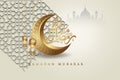 Luxurious and elegant design Ramadan kareem with arabic calligraphy, crescent moon, traditional and Islamic ornamental colorful Royalty Free Stock Photo