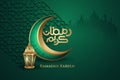 Luxurious and elegant design Ramadan kareem with arabic calligraphy, crescent moon, traditional and Islamic ornamental colorful Royalty Free Stock Photo