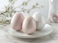 Luxurious and Elegant Easter Egg Arrangement Featuring Soft Pastel Pink and White Eggs Royalty Free Stock Photo