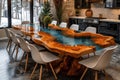Luxurious Epoxy Resin Dining Table with Bold Design Royalty Free Stock Photo