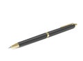 Luxurious expensive pen. Realistic 3d pen. Black gold metal stationery.