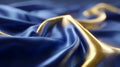 Luxurious Fabric Folds in Blue and Gold, Abstract Texture Design. Royalty Free Stock Photo