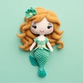 Luxurious Felt Mermaid Doll With Brown Hair - Detailed Wall Hanging