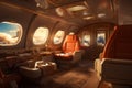Luxurious First class airplane sit jet. Generate Ai Royalty Free Stock Photo