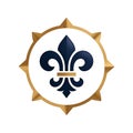 Luxurious Fleur-de-lis Logo with Gold and Elegant Blue Accents Royalty Free Stock Photo