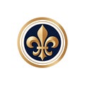 Luxurious Fleur-de-lis Logo with Gold and Elegant Blue Accents Royalty Free Stock Photo