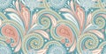 Luxurious floral batik background. Floral decoration curls illustration. Hand drawn paisley pattern elements. Vintage Royalty Free Stock Photo