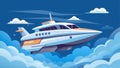 A luxurious flying yacht glides through the clouds its advanced autonomous systems ensuring a smooth and comfortable
