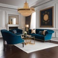 A luxurious formal sitting area with velvet furniture and gold accents2