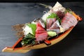 Luxurious fresh sashimi combo boat Royalty Free Stock Photo