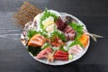 Luxurious fresh sashimi combo plate Royalty Free Stock Photo