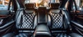 Luxurious front view black leather back passenger seats in modern stylish luxury car Royalty Free Stock Photo