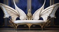 Luxurious Futuristic Classical Style Sofa With Gold Armrest Wings