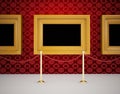 Luxurious Gallery Interior with empty frames on wall Royalty Free Stock Photo