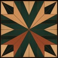 Luxurious Geometry: Abstract Wooden Floor With Green, Brown, And Orange Pattern