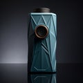 Luxurious Geometry: Blue Camera Cup With Lens Design