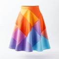 Luxurious Geometry: Vibrant Multicolor Skirt With Bright Color Blocks