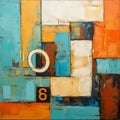 Luxurious Geometry: A Vibrant Painting Of Blue And Orange Number