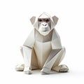 Luxurious Geometry: White Origami Monkey With Majestic Elephants